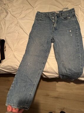 stradivarius Women Straight Leg Jeans in Light Blue